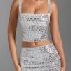 Fustă micro mini cu talie joasă și ornamente Adaia, în culoarea alb Fustă micro mini cu talie joasă și ornamente Adaia, în culoarea alb