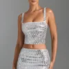Fustă micro mini cu talie joasă și ornamente Adaia, în culoarea alb Fustă micro mini cu talie joasă și ornamente Adaia, în culoarea alb