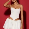 Fustă micro mini cu tiv bufant Marnie, albă Fustă micro mini cu tiv bufant Marnie, albă