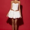 Fustă micro mini cu tiv bufant Marnie, albă Fustă micro mini cu tiv bufant Marnie, albă