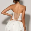 Fustă micro mini cu tiv bufant Marnie, albă Fustă micro mini cu tiv bufant Marnie, albă