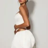 Fustă micro mini cu tiv bufant Marnie, albă Fustă micro mini cu tiv bufant Marnie, albă