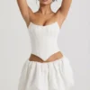 Fustă micro mini cu tiv bufant Marnie, albă Fustă micro mini cu tiv bufant Marnie, albă