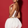 Fustă micro mini cu tiv bufant Marnie, albă Fustă micro mini cu tiv bufant Marnie, albă