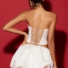 Fustă micro mini cu tiv bufant Marnie, albă Fustă micro mini cu tiv bufant Marnie, albă