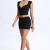 Fustă micro mini Lyra din modal, cu talie medie, în culoarea neagră Fustă micro mini Lyra din modal, cu talie medie, în culoarea neagră