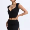 Fustă micro mini Lyra din modal, cu talie medie, în culoarea neagră Fustă micro mini Lyra din modal, cu talie medie, în culoarea neagră