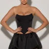 Fustă micro mini Marnie cu tiv bufant, negru