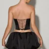 Fustă micro mini Marnie cu tiv bufant, negru