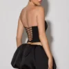 Fustă micro mini Marnie cu tiv bufant, negru