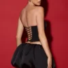 Fustă micro mini Marnie cu tiv bufant, negru