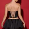 Fustă micro mini Marnie cu tiv bufant, negru