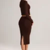 Fustă midi creion Aven din modal, cu talie medie, în culoarea ciocolată Fustă midi creion Aven din modal, cu talie medie, în culoarea ciocolată