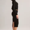 Fustă midi creion Aven Modal cu talie medie, negru Fustă midi creion Aven Modal cu talie medie, negru