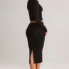 Fustă midi creion Aven Modal cu talie medie, negru Fustă midi creion Aven Modal cu talie medie, negru