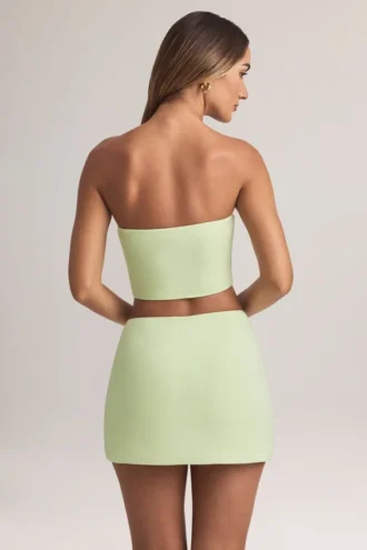 Fustă mini A-line cu talie medie din modal Zuri, în culoarea verde salvie