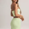 Fustă mini A-line cu talie medie din modal Zuri, în culoarea verde salvie Fustă mini A-line cu talie medie din modal Zuri, în culoarea verde salvie