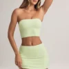 Fustă mini A-line cu talie medie din modal Zuri, în culoarea verde salvie Fustă mini A-line cu talie medie din modal Zuri, în culoarea verde salvie