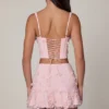 Fustă mini A-line cu talie medie și ornamente Lorelei, în roz pal Fustă mini A-line cu talie medie și ornamente Lorelei, în roz pal