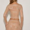 Fustă mini A-line cu talie medie și ornamente Nolene, culoare Almond Fustă mini A-line cu talie medie și ornamente Nolene, culoare Almond