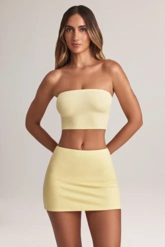 Fustă mini A-line cu talie medie Zuri Modal în culoarea Lemon Sherbet