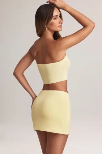 Fustă mini A-line cu talie medie Zuri Modal în culoarea Lemon Sherbet
