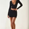 Fustă mini Aliz Modal Twist-Front cu talie medie, în culoarea neagră Fustă mini Aliz Modal Twist-Front cu talie medie, în culoarea neagră