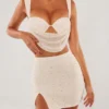 Fustă mini Belle Ile cu talie înaltă și decupaj pe coapsă, în culoarea alb Fustă mini Belle Ile cu talie înaltă și decupaj pe coapsă, în culoarea alb