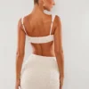 Fustă mini Belle Ile cu talie înaltă și decupaj pe coapsă, în culoarea alb Fustă mini Belle Ile cu talie înaltă și decupaj pe coapsă, în culoarea alb