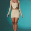 Fustă mini bodycon din dantelă decorată Romy, culoare ivoriu Fustă mini bodycon din dantelă decorată Romy, culoare ivoriu