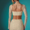 Fustă mini bodycon din dantelă decorată Romy, culoare ivoriu Fustă mini bodycon din dantelă decorată Romy, culoare ivoriu