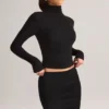 Fustă mini Cali din modal cu volane, talie medie, în negru Fustă mini Cali din modal cu volane, talie medie, în negru
