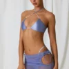 Fustă mini cu decupaje și șnur Lagoon în culoarea violet lavandă Fustă mini cu decupaje și șnur Lagoon în culoarea violet lavandă