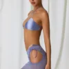 Fustă mini cu decupaje și șnur Lagoon în culoarea violet lavandă Fustă mini cu decupaje și șnur Lagoon în culoarea violet lavandă
