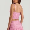 Fustă mini cu talie joasă și ornamente Jianna, roz Fustă mini cu talie joasă și ornamente Jianna, roz