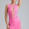 Fustă mini cu talie medie și decorațiuni Joni, în roz bubblegum Fustă mini cu talie medie și decorațiuni Joni, în roz bubblegum