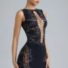Fustă mini cu talie medie și ornamente Joni, negru Fustă mini cu talie medie și ornamente Joni, negru