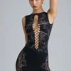 Fustă mini cu talie medie și ornamente Joni, negru Fustă mini cu talie medie și ornamente Joni, negru