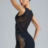 Fustă mini cu talie medie și ornamente Joni, negru Fustă mini cu talie medie și ornamente Joni, negru