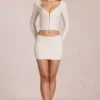 Fustă mini din dantelă Elowise, culoare ivoriu Fustă mini din dantelă Elowise, culoare ivoriu