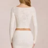 Cardigan decoltat din dantelă Odelia, de culoare ivoriu Cardigan decoltat din dantelă Odelia, de culoare ivoriu