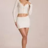 Fustă mini din dantelă Elowise, culoare ivoriu Fustă mini din dantelă Elowise, culoare ivoriu