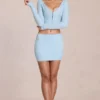 Fustă mini din dantelă Elowise în albastru pudră