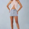 Fustă mini din denim cu talie medie Levara în denim deschis Fustă mini din denim cu talie medie Levara în denim deschis