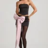 Fustă mini din satin Carola cu detaliu fundă și talie joasă, în culoarea negru Fustă mini din satin Carola cu detaliu fundă și talie joasă, în culoarea negru