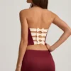 Fustă mini din satin cu detaliu fundă și talie joasă Carola, în culoarea roșu vin Fustă mini din satin cu detaliu fundă și talie joasă Carola, în culoarea roșu vin
