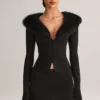Fustă mini din tricot cu talie medie Tova, negru Fustă mini din tricot cu talie medie Tova, negru