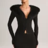 Fustă mini din tricot cu talie medie Tova, negru Fustă mini din tricot cu talie medie Tova, negru