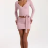 Fustă mini din tricot moale, culoare roz pal Fustă mini din tricot moale, culoare roz pal