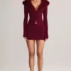 Fustă mini din tricot Tova, cu talie medie, în culoarea vinului Fustă mini din tricot Tova, cu talie medie, în culoarea vinului